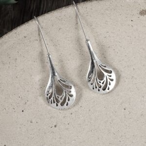 Boho Cut Out Silver Peacock Earrings
